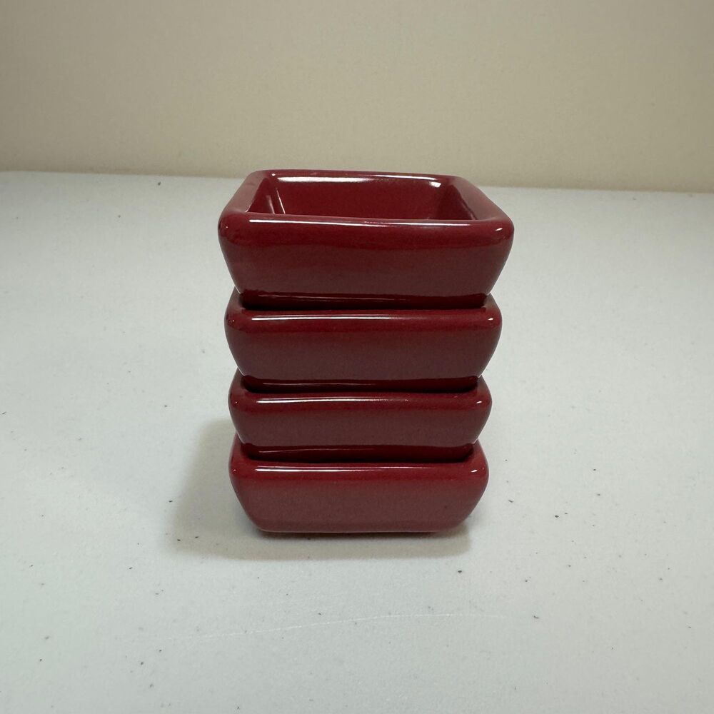 Pampered Chef Simple Addition Set 4 Petite Cranberry Square Dip Sauce Dish